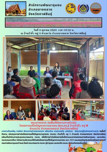 พช.​ยางตลาด​ ลงพื้นที่ติดตามการดำเนิน โครงการแก้ไขปัญหาความยากจน (กข.คจ.) บ้านป่าติ้ว หมู่ 8 ตำบลเว่อ อำเภอยางตลาด จังหวัดกาฬสินธุ์